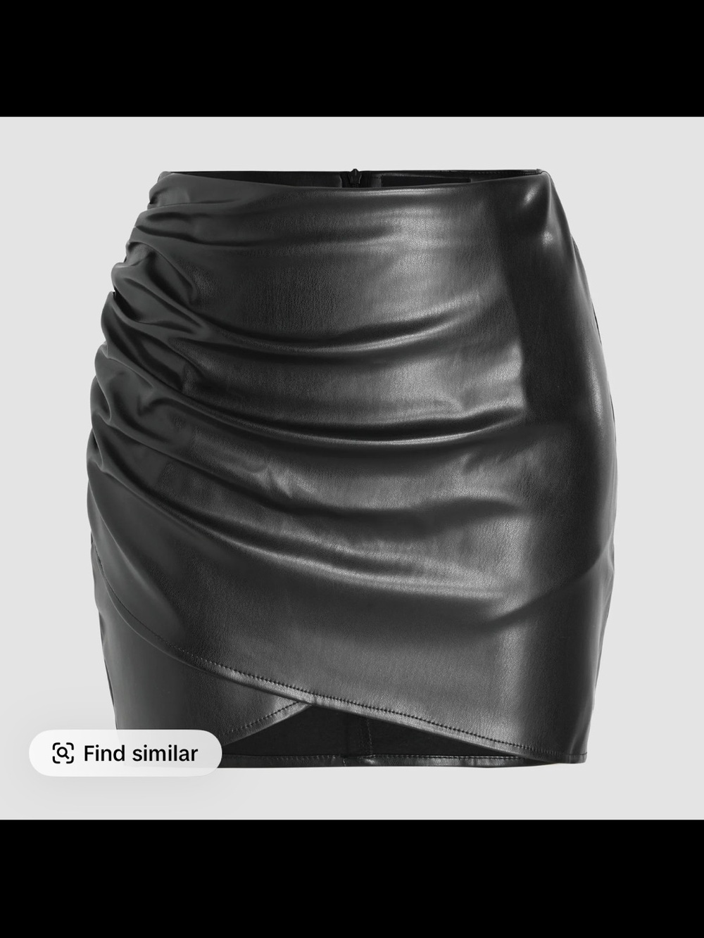 Cider Faux Leather Ruched Mini Skirt Black